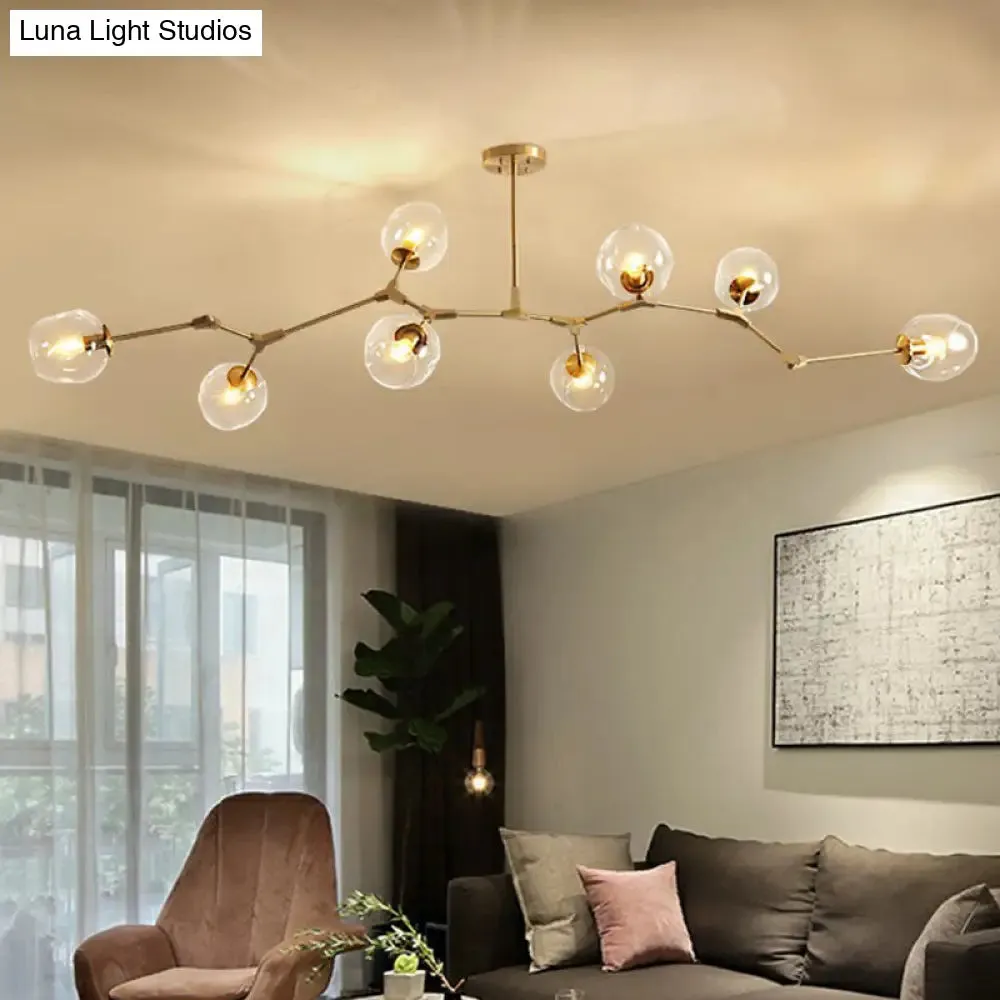 Gold Glass Postmodern DNA Ceiling Light Chandelier for Living Room