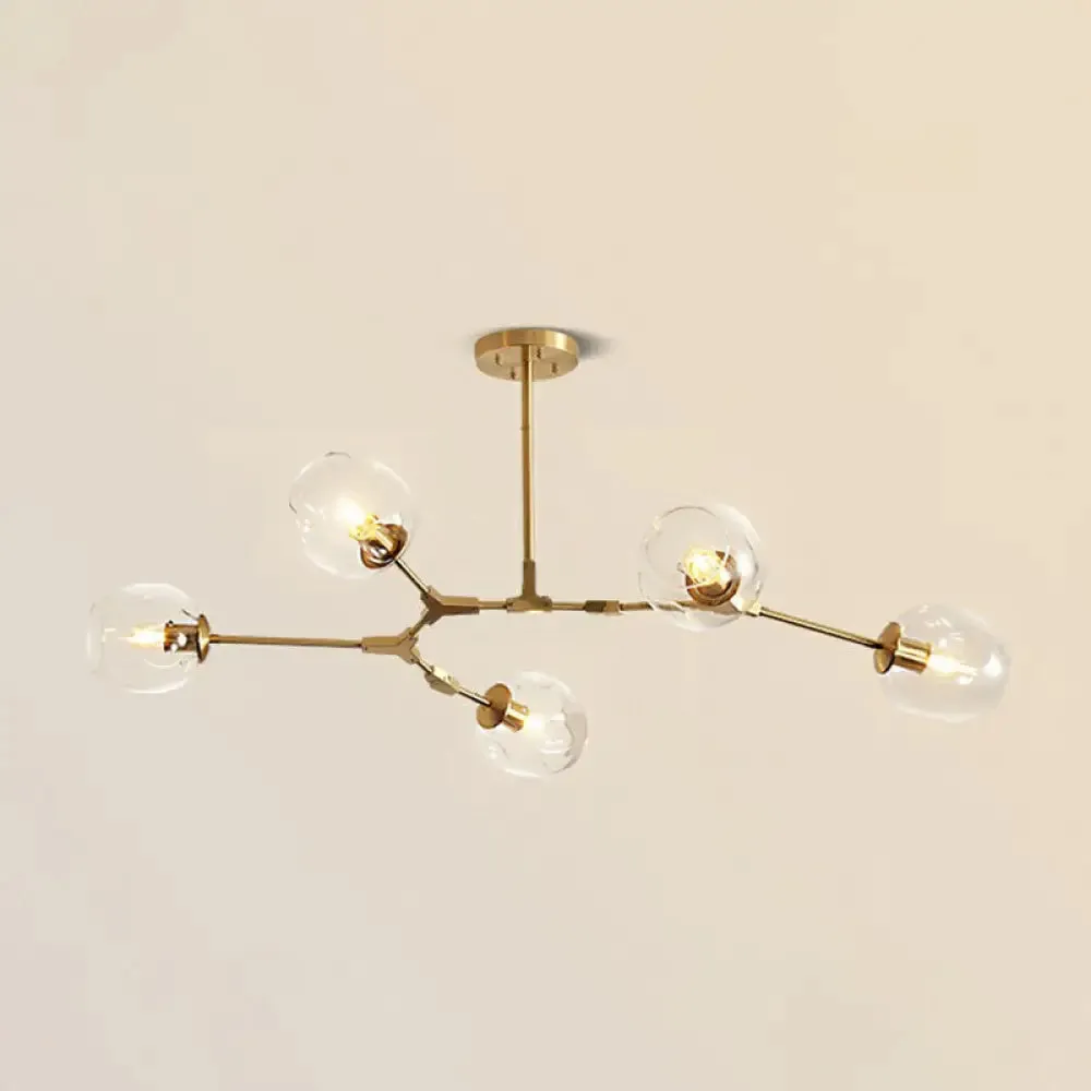 Gold Glass Postmodern DNA Ceiling Light Chandelier for Living Room