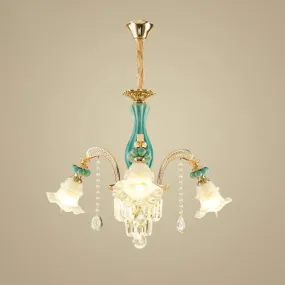 Gold Petal Ceiling Pendant Light with Frosted Glass - Elegant Crystal Chandelier for Living Room