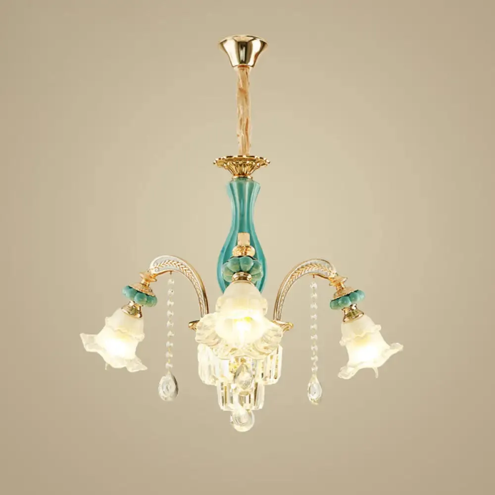 Gold Petal Ceiling Pendant Light with Frosted Glass - Elegant Crystal Chandelier for Living Room