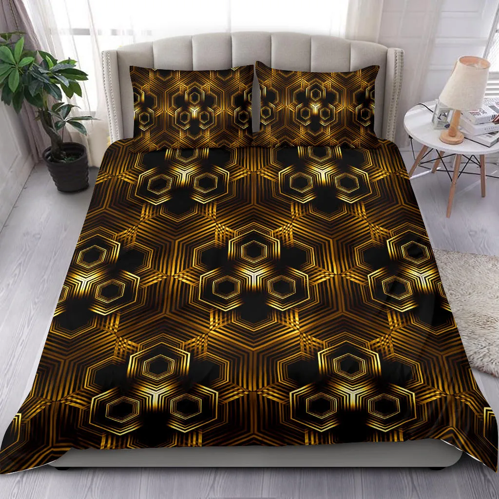 Golden Hexagon Pattern | Bedding Set | Yantrart Design