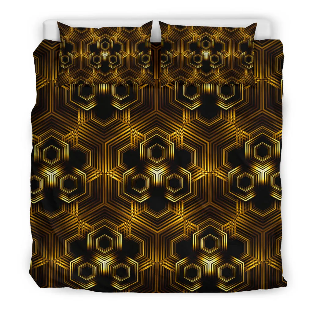 Golden Hexagon Pattern | Bedding Set | Yantrart Design