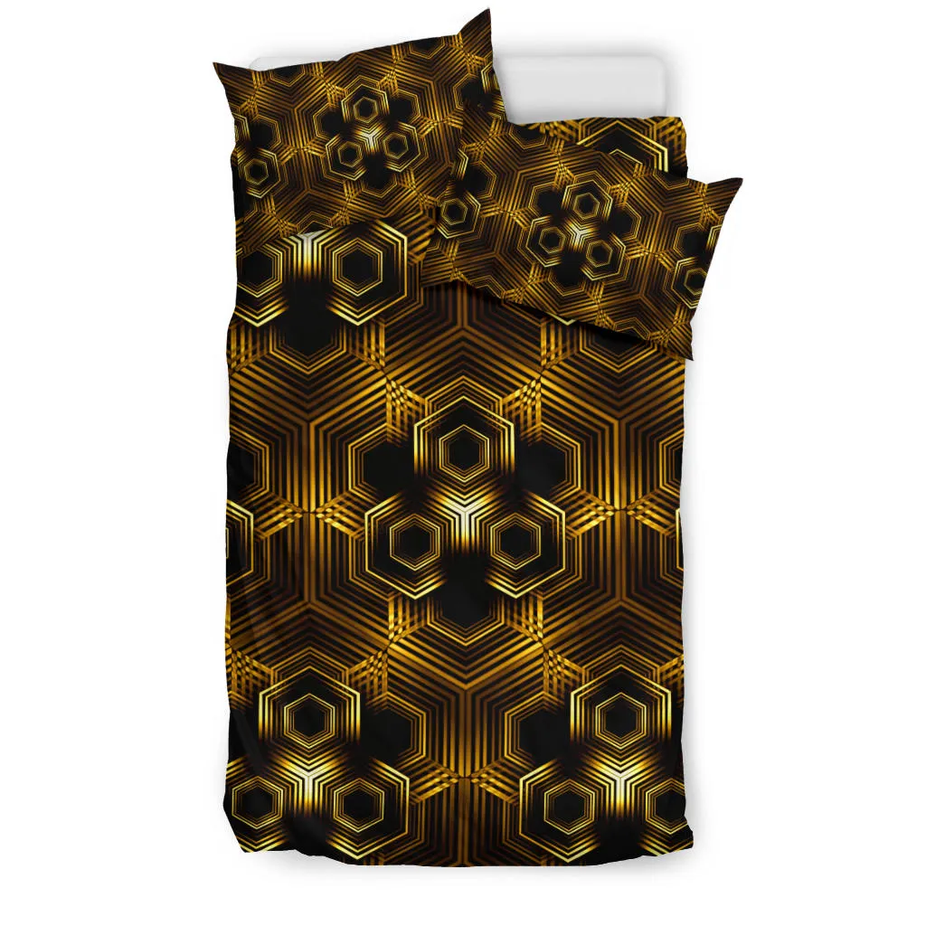 Golden Hexagon Pattern | Bedding Set | Yantrart Design