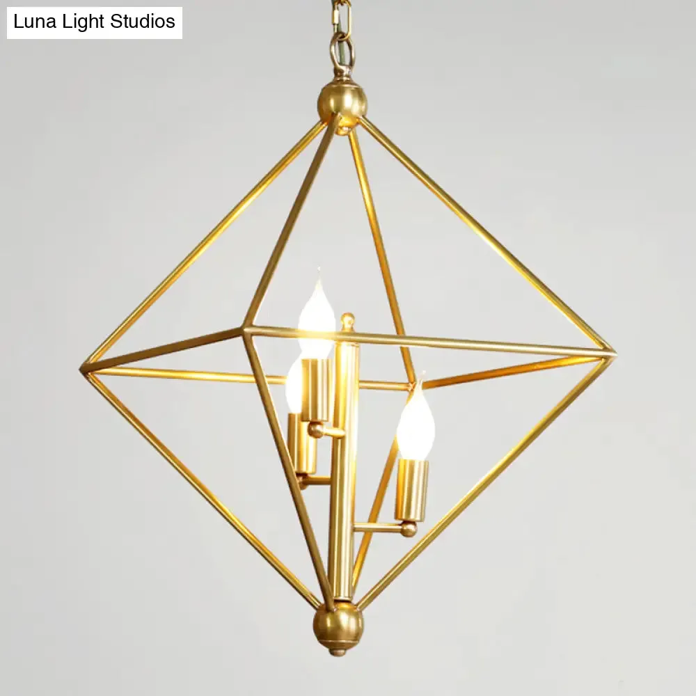 Golden Metal Pendant Candle Chandelier - 4-Light Fixture for Living Room