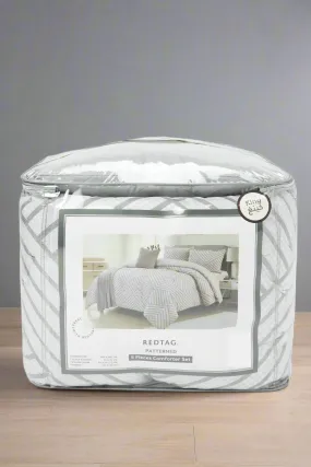 Grey 5 Piece Geometric Printed Comforter Set (King Size)