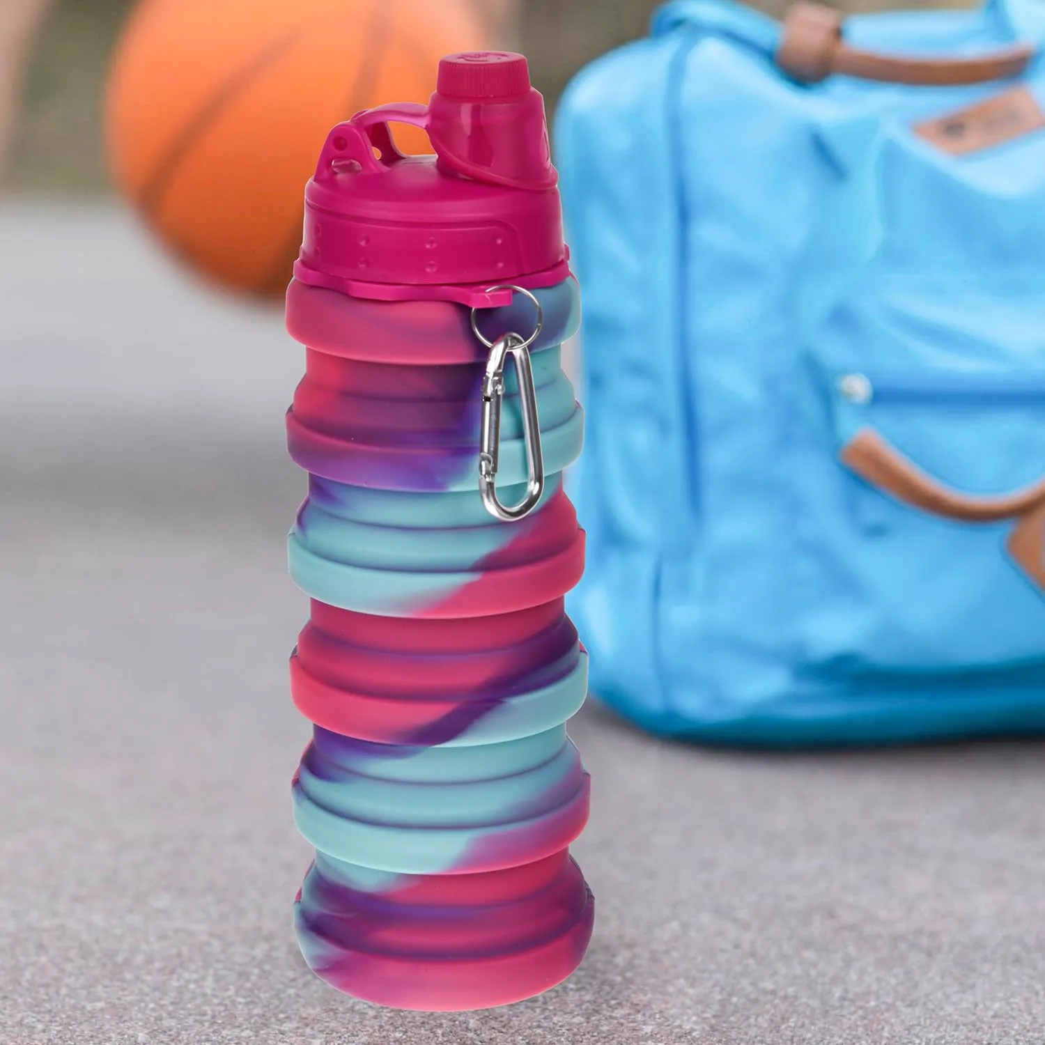 Heart Home Water Bottle | Silicone School Water Bottle | Expandable Water Bottle | Folding Water Bottle | Gym Water Bottle | Sports Water Bottle | 500 ML | Rani