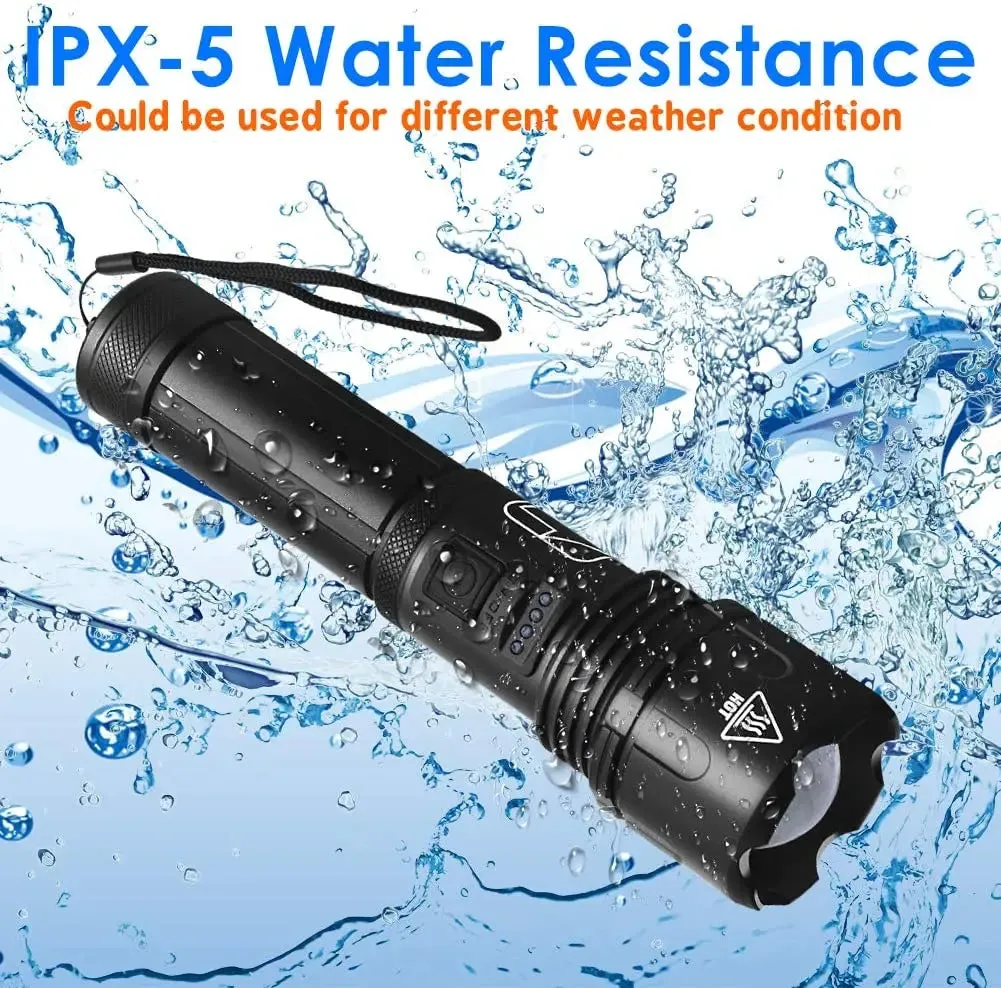 High Power 4-Core XHP50 Flashlight Super Bright Led Torch USB Zoom Rechargable Lantern for Camping,Outdoor