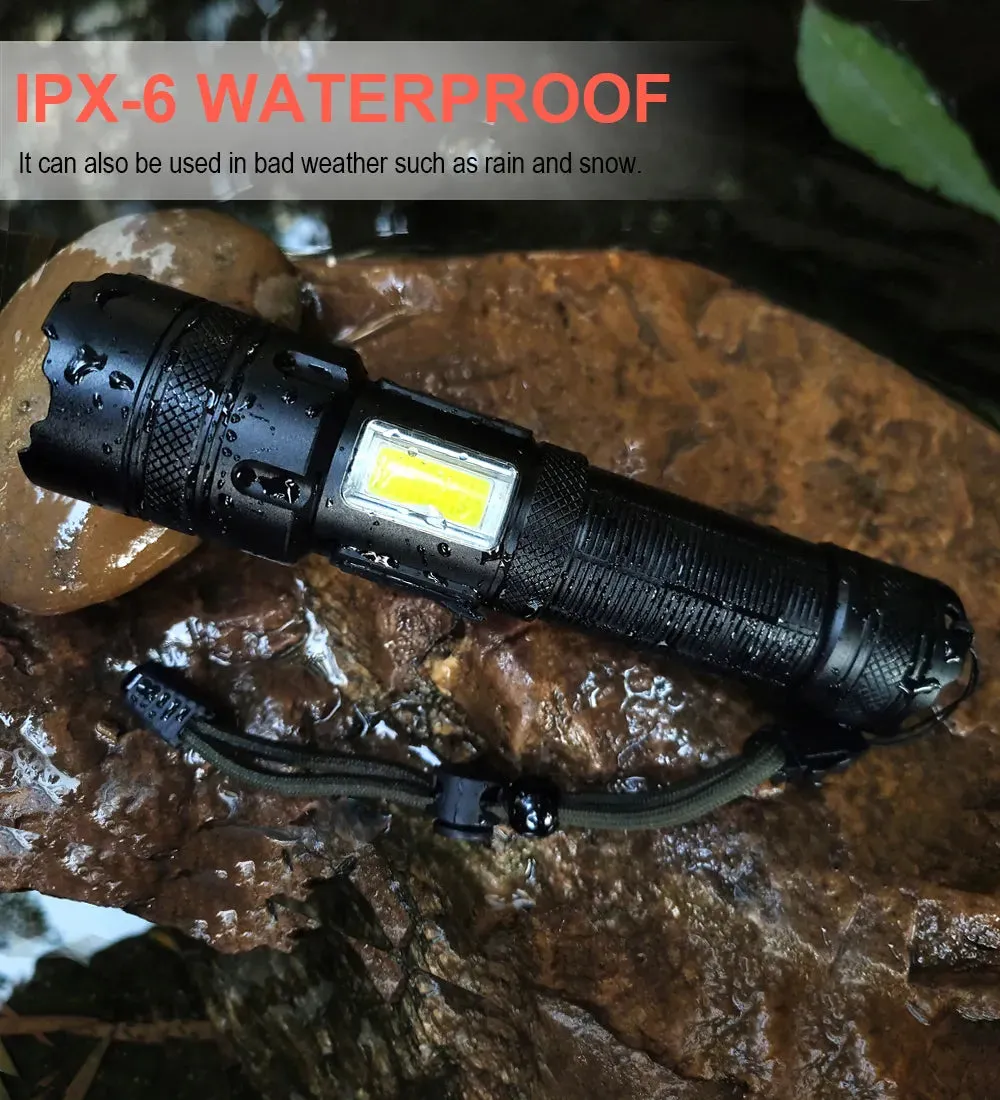 High Power  XHP160 LED Rechargeable 16-Core Flashlight With Side Work light Lantern Powerful USB charging Torch Lamp for Camping