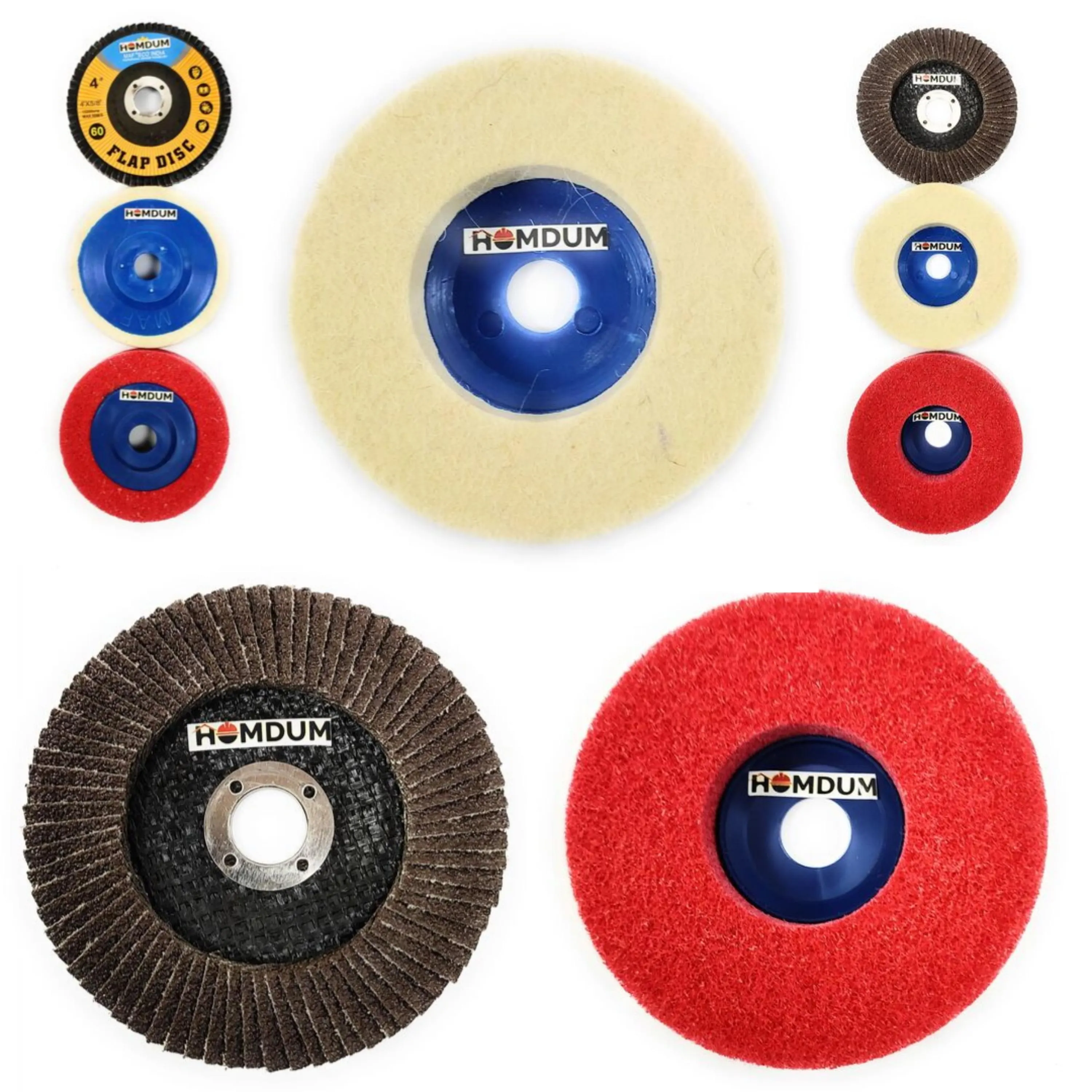 Homdum MAF Flap-Fiber-Felt 3pc Disc Pads Angle Grinder Wheels for Sanding-Buffing-Polishing (4") pack of 3 peices