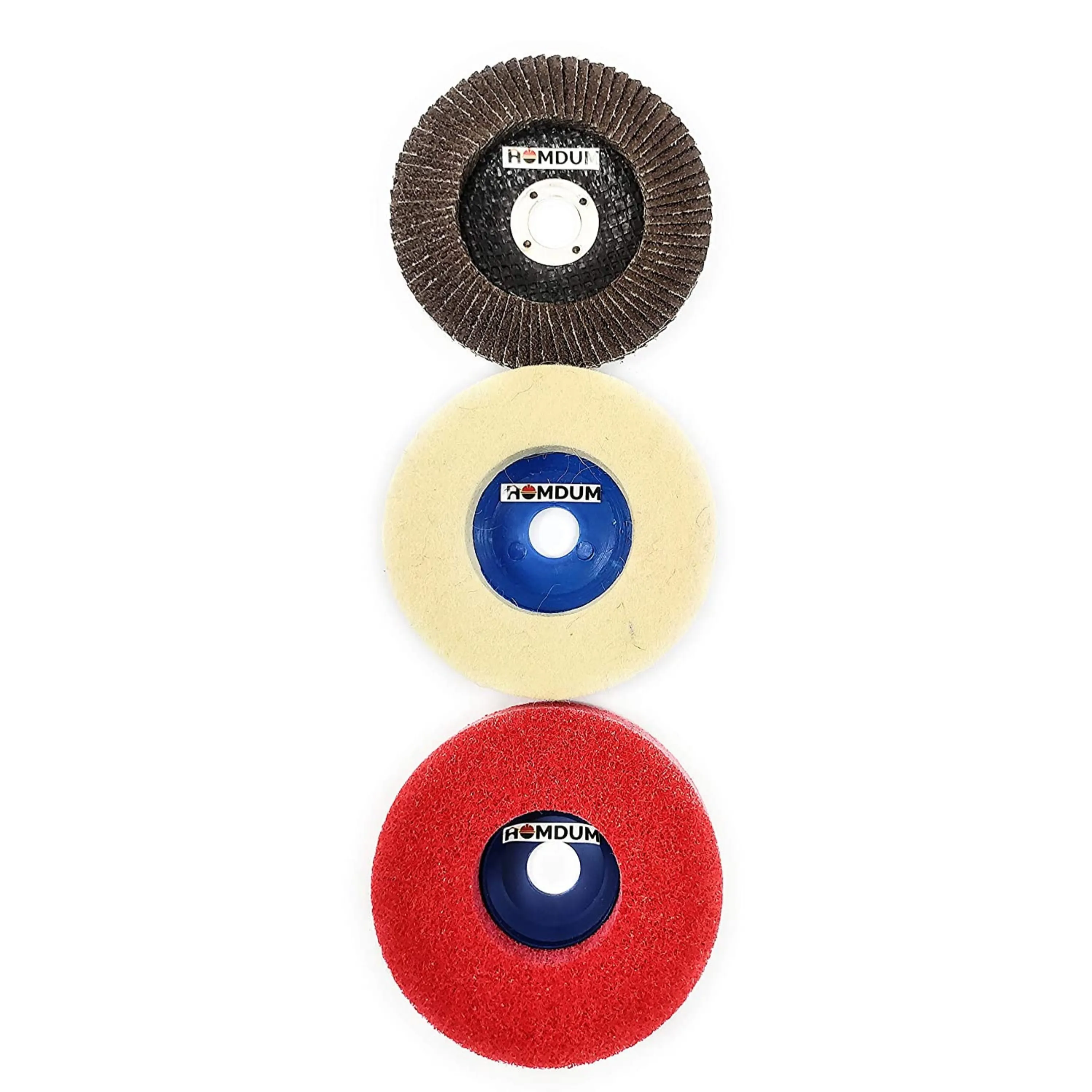 Homdum MAF Flap-Fiber-Felt 3pc Disc Pads Angle Grinder Wheels for Sanding-Buffing-Polishing (4") pack of 3 peices