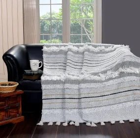 Homitecture Premium 125 x 150 cm Cotton Throw Blanket - Soft & Cozy Sofa and Couch Accent - Trending Home Décor Essential for Extra Comfort, Relaxation, and Style - Grey,Pack of 1