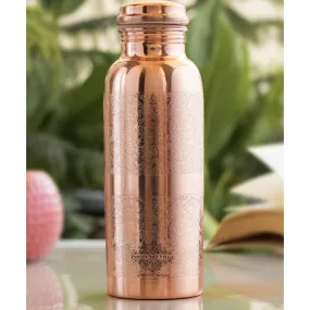 Indian Art Villa Pure Copper Embossed Water Bottle,Health Benefits, Drinkware