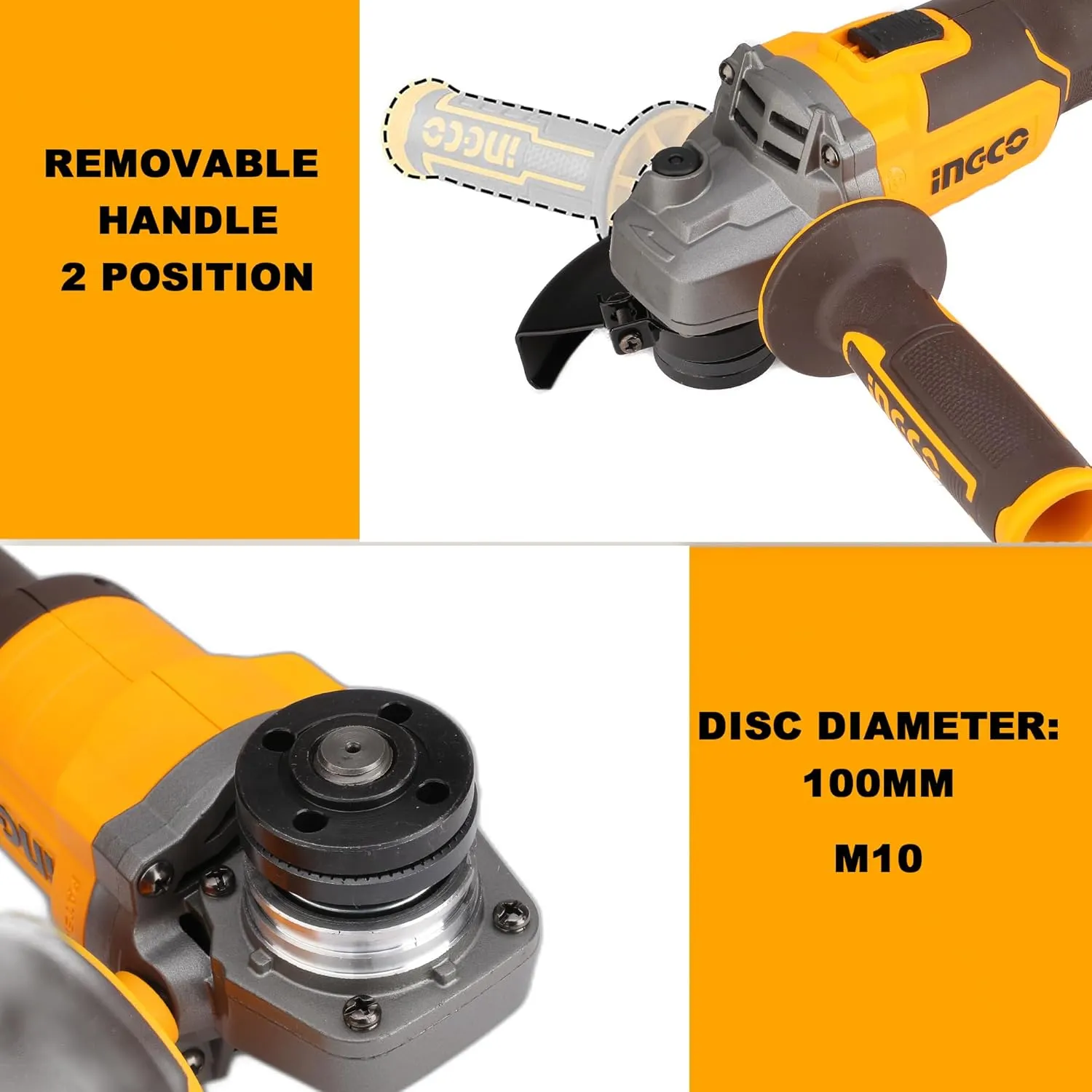 INGCO Cordless Angle Grinder, Grinder machine with 4.0 Ah Battery and Charger, Variable Speed Cutter Machine,M10,3000/6000/9000 rpm