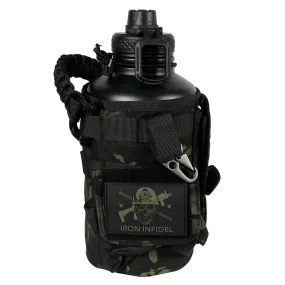 Iron Infidel Insulated Stainless Steel Battle Bottle With Sleeve Black Camo 64oz