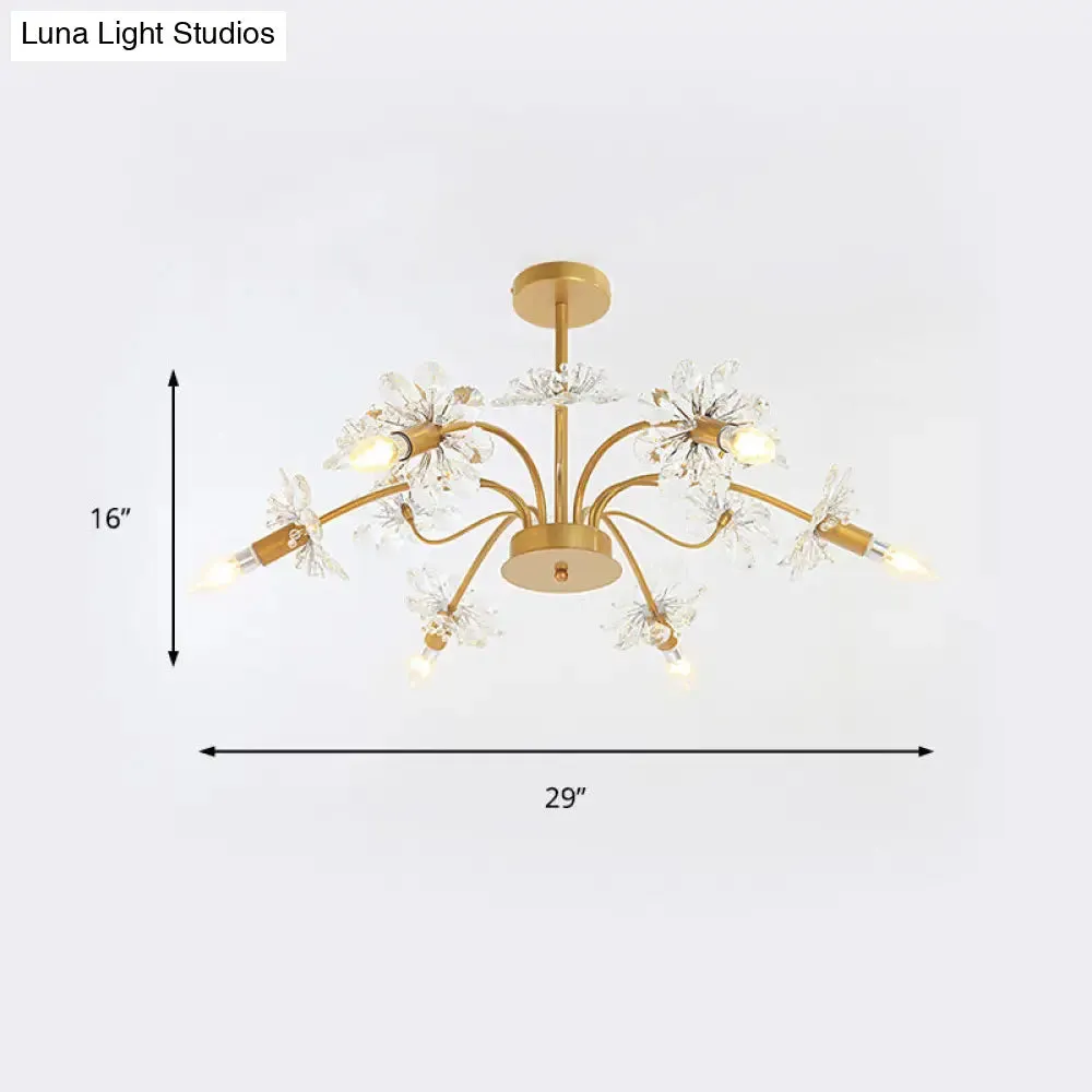 Isla - Exquisite Gold Ceiling Pendant Chandelier - 7 Light Candle Style with