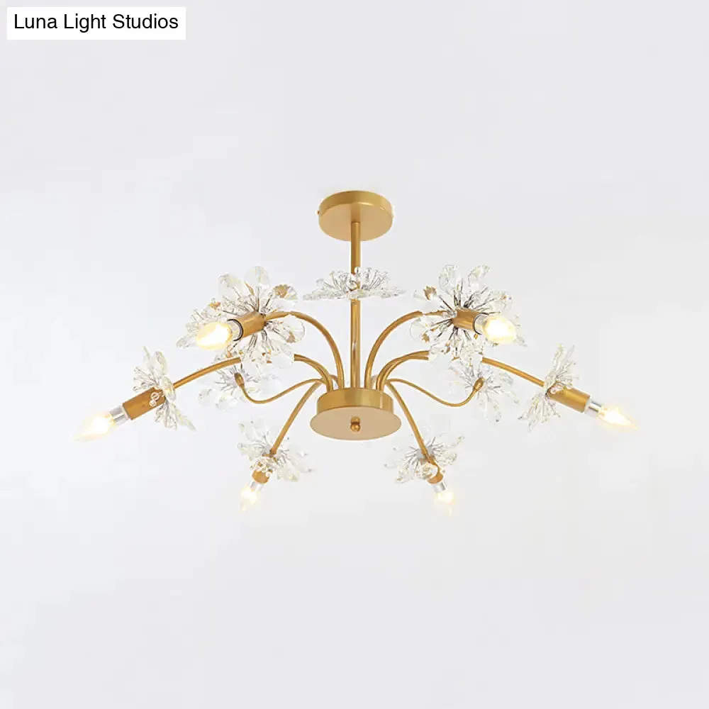 Isla - Exquisite Gold Ceiling Pendant Chandelier - 7 Light Candle Style with