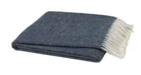 Italian Herringbone Throw - Navy