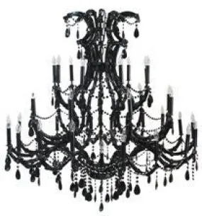 Jet Black Crystal Chandelier Lighting W52" H60" - G83-Black/2756/36 1