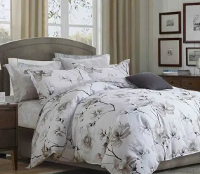 Juan Premium Cotton Floral Bedding Set in Chocolate and Ivory