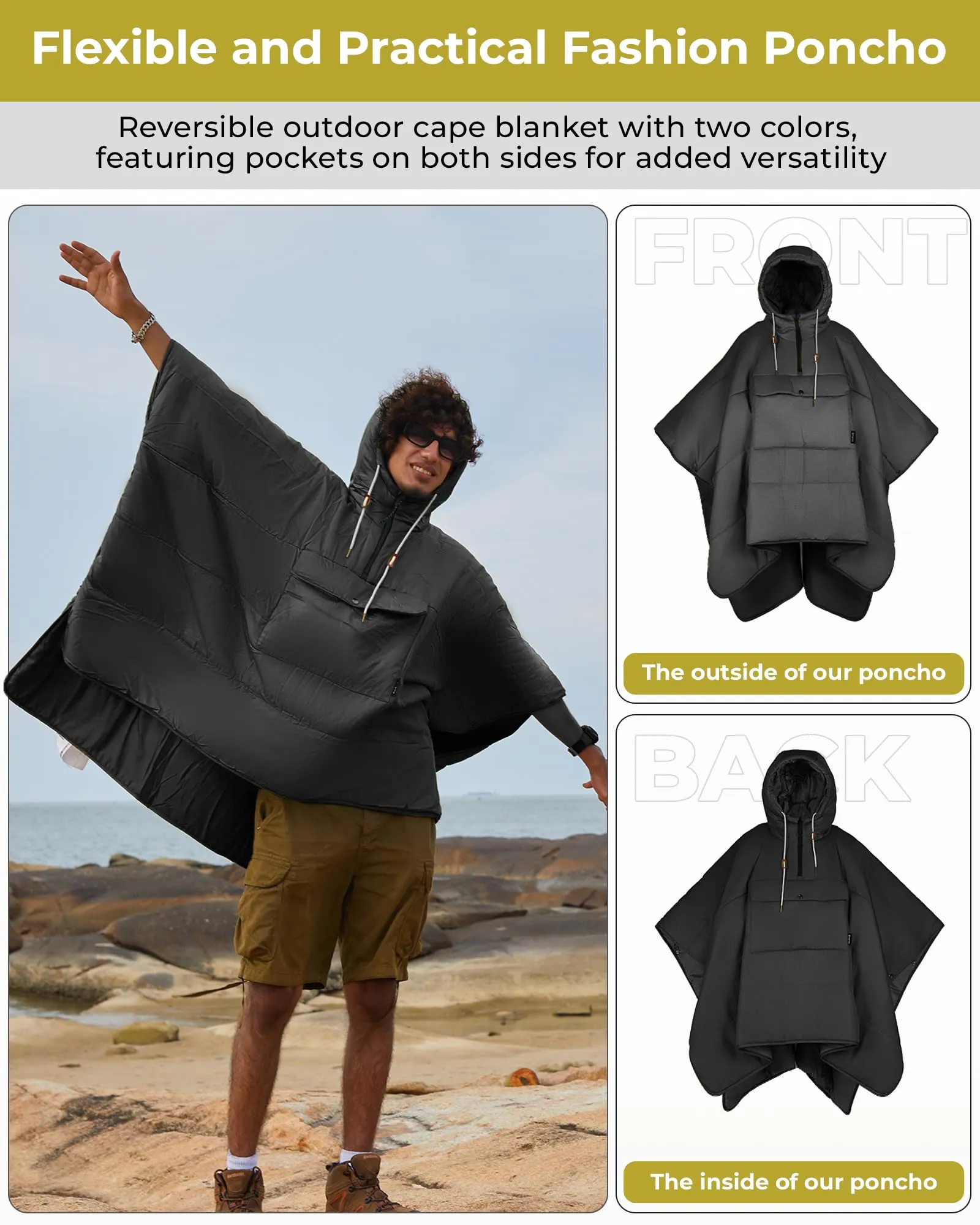 KingCamp MURANO 180 Hooded Outdoor Poncho Blanket