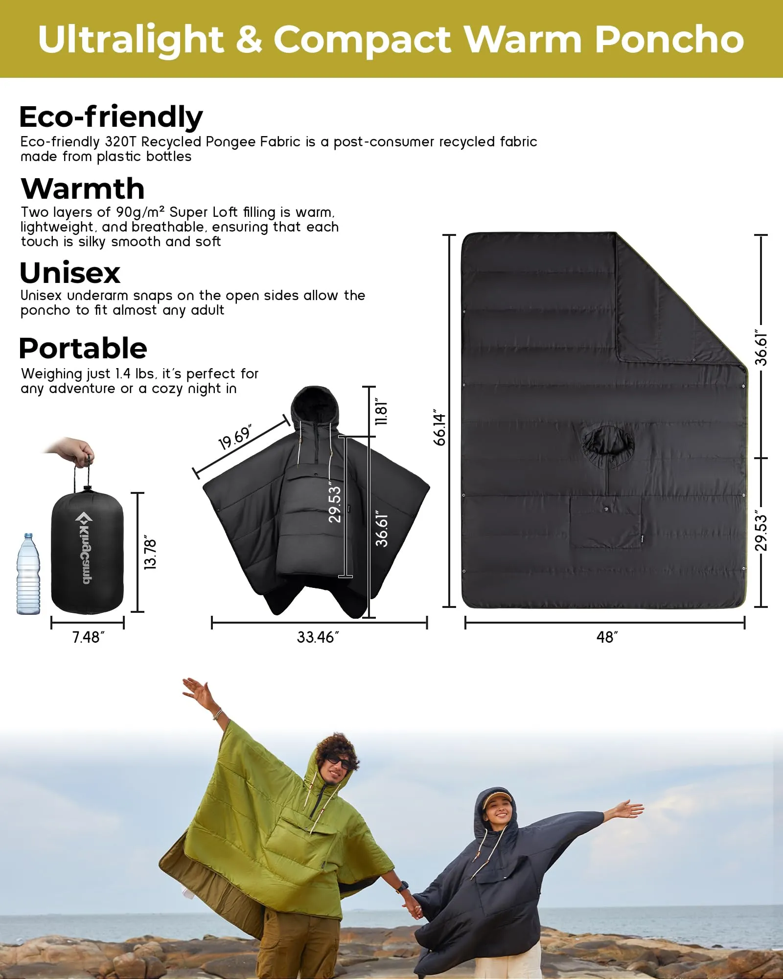 KingCamp MURANO 180 Hooded Outdoor Poncho Blanket