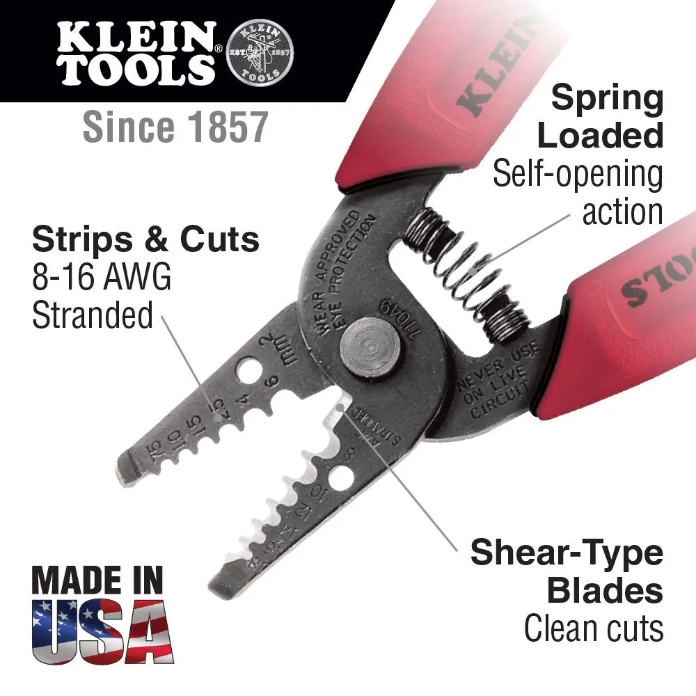 Klein 11049 Wire Stripper/Cutter for 8-16 AWG Stranded Wire