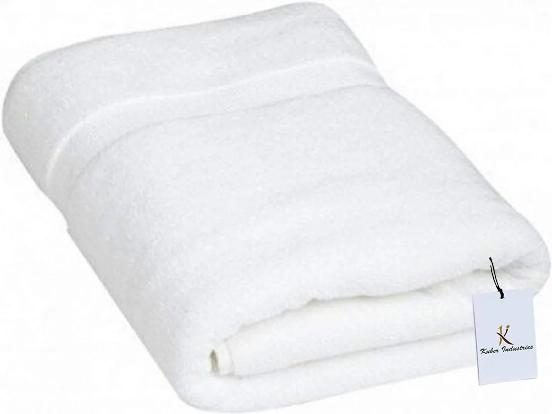 Kuber Industries 350 GSM Cotton Bath Towel|Super Absorbent & Antibacterial|Lightweight & Odour Free|Size 135 x 67 CM (White)