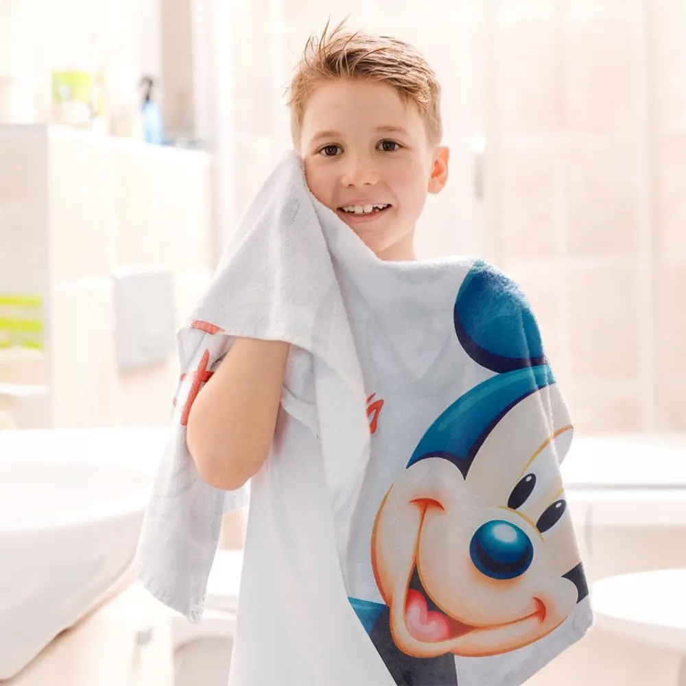 Kuber Industries Disney Mickey Mouse Microfiber Soft Kids Bath Towel-Pack of 2 (White)