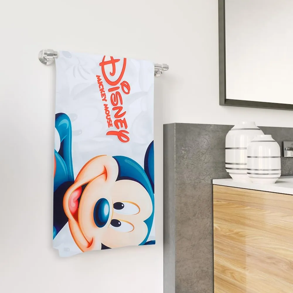 Kuber Industries Disney Mickey Mouse Microfiber Soft Kids Bath Towel-Pack of 2 (White)