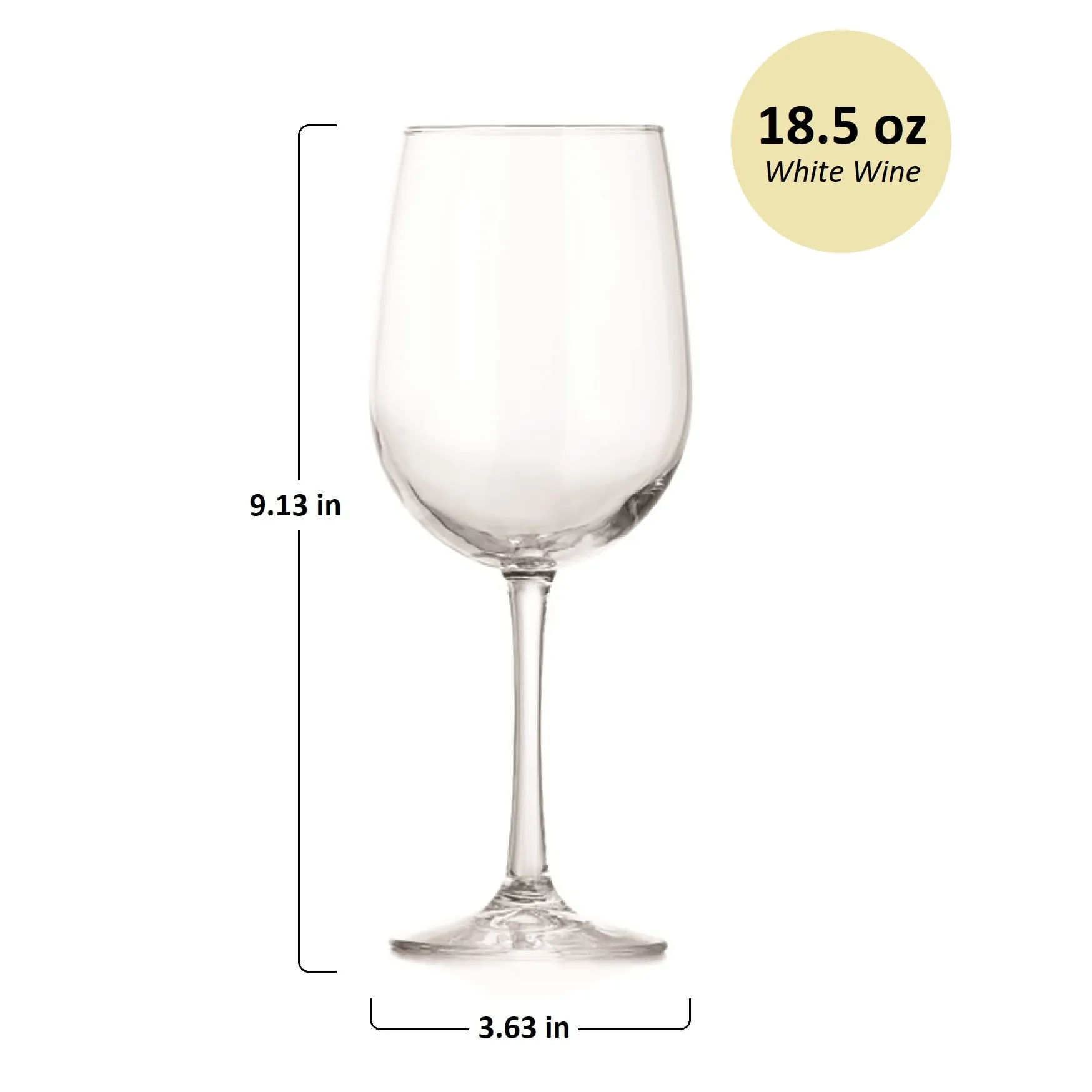 Libbey Vina White Wine Glasses, 18.5 ounce, Set of 6