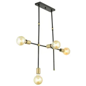 LU Chandelier 4 Lights Black/Gold Metal