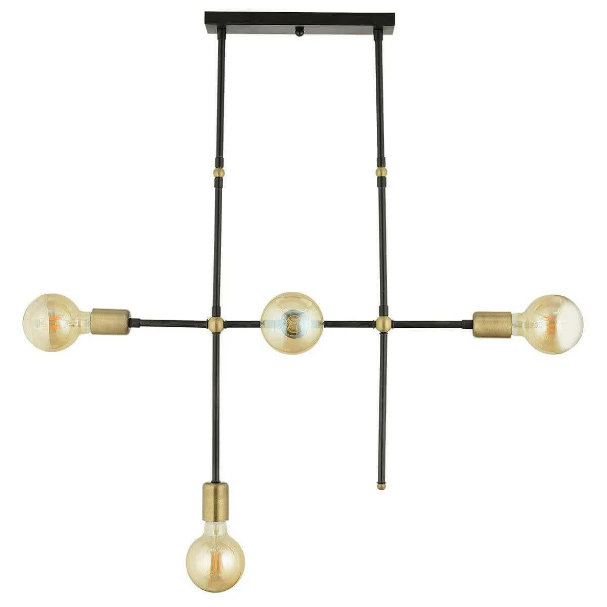 LU Chandelier 4 Lights Black/Gold Metal