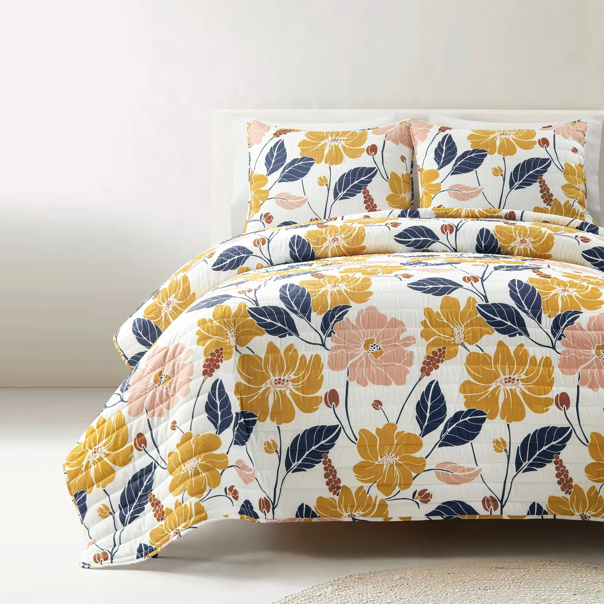 Lucia Abstract Floral Cotton Quilt Set