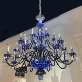 Luxury Candle Light Blue&Black Crystal Chandelier for Bedroom