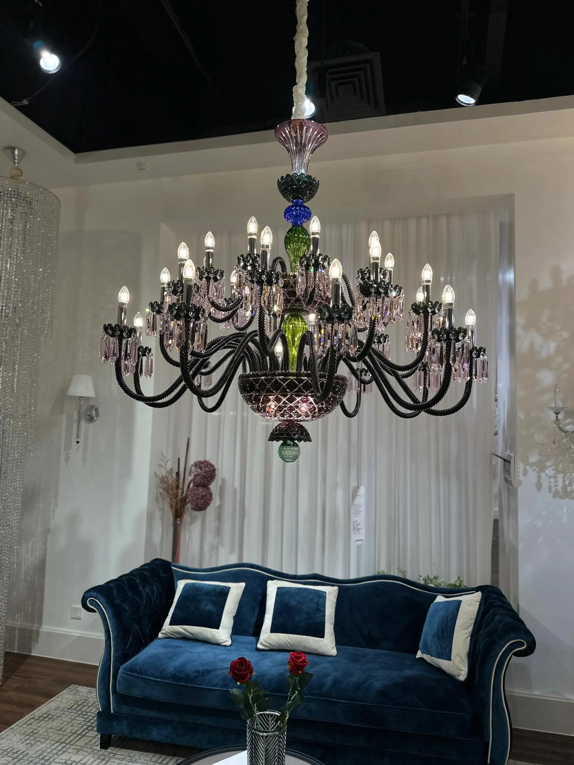 Luxury Empire Colorful Crystal Chandelier for Living Room/Bedroom/Entryway/Hotel/Restaurant