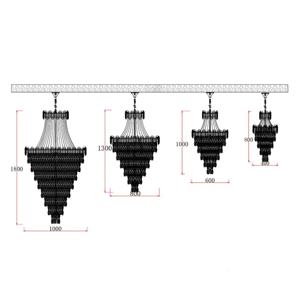 Luxury Modern Multi-tiered Funnel Crystal Chandelier for Staircase/Foyer/Villa