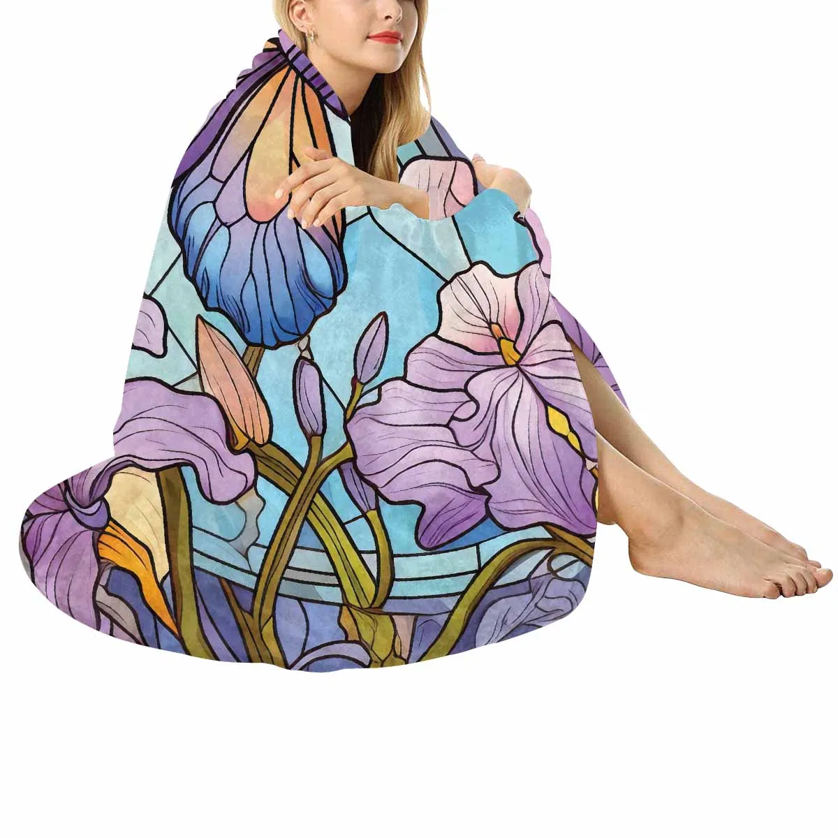 Mandalla_Butterfly_Awd35184  Circular Micro Fleece Blanket 47"