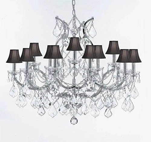 Maria Theresa Chandelier Lighting Crystal Chandeliers H28 "X W37" Chrome Finish Great For The Dining Room Living Room Family Room Entryway / Foyer With Black Shades - J10-Sc/Blackshade/B62/Chrome/26050/15 1