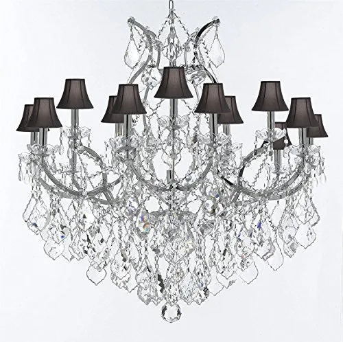 Maria Theresa Chandelier Lighting Crystal Chandeliers H38 "X W37" Chrome Finish Great For The Dining Room Living Room Family Room Entryway / Foyer With Black Shades - J10-Sc/Blackshades/Chrome/26050/15 1