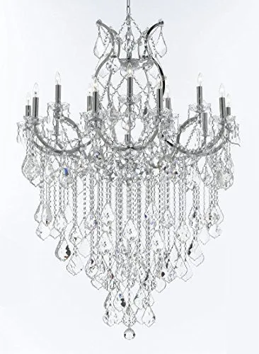 Maria Theresa Chandelier Lighting Crystal Chandeliers H50 "X W37" Chrome Finish Great For The Dining Room Living Room Family Room Entryway / Foyer - J10-B12/Chrome/26050/15 1