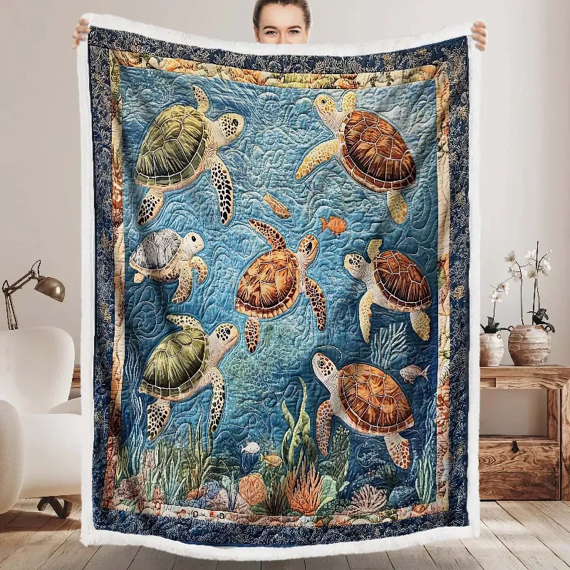 Marine Sea Turtles Blanket - H199 - Premium Blanket