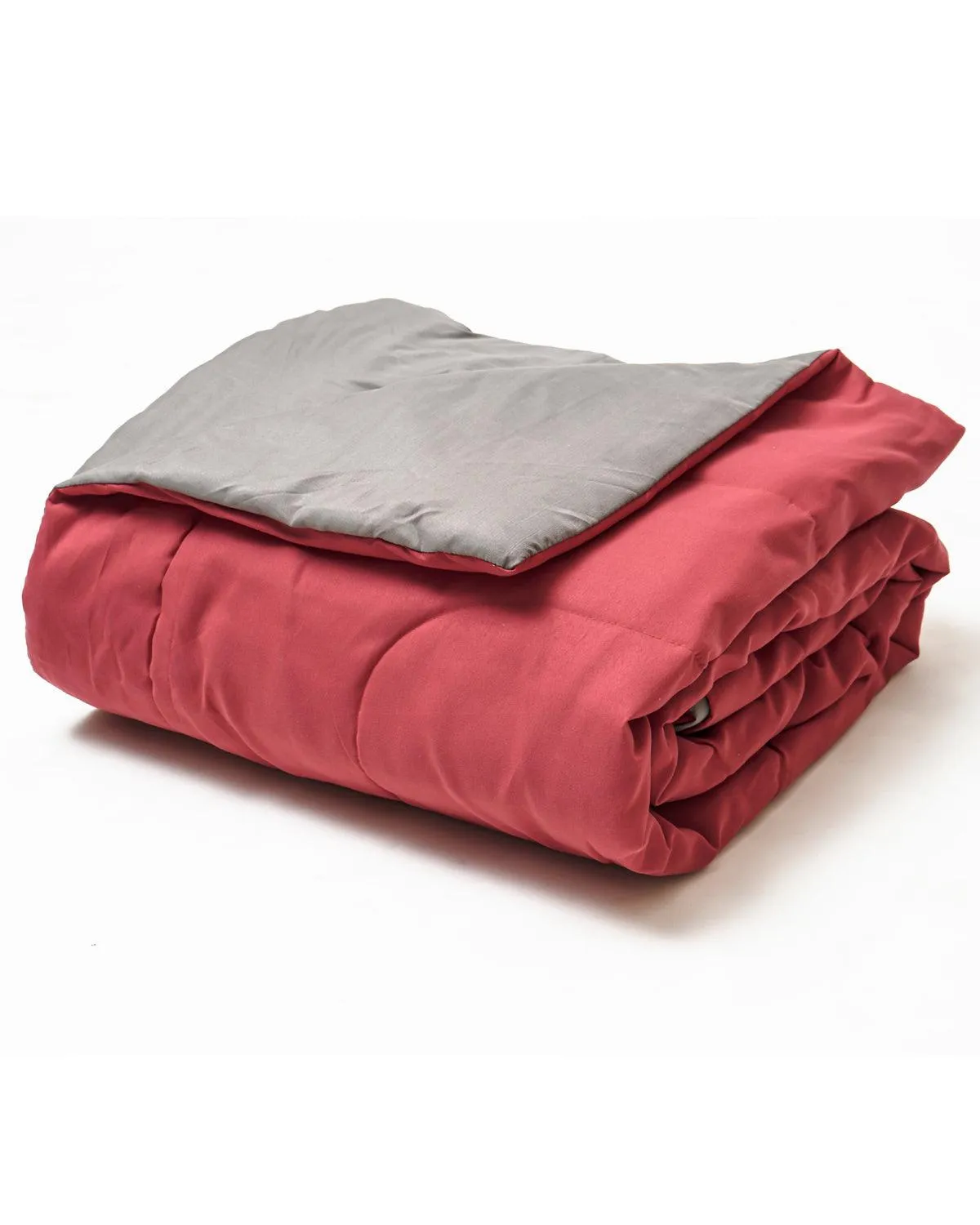 Maroon & Grey Solid Single Comforter (150 X 210 Cm, Maroon)