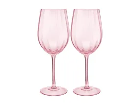 Maxwell & Williams Wicked Pink Goes Good With Green Ribbed Wine Glass Glinda Set of 2 Gift