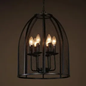 Mesh Chandelier Lamp: Black Traditional Metal Hanging Light with 6 Lights for Living Room