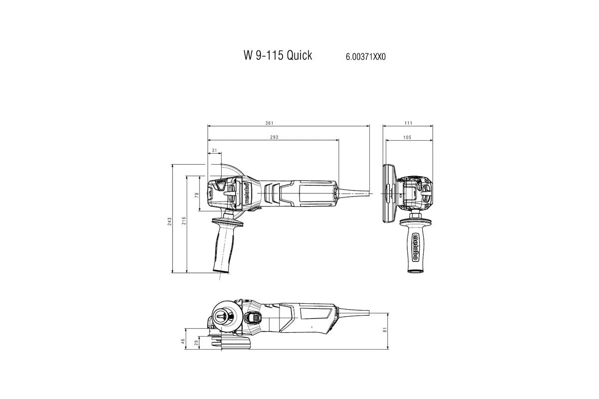 Metabo 4-1/2" 8.5 Amp Angle Grinder