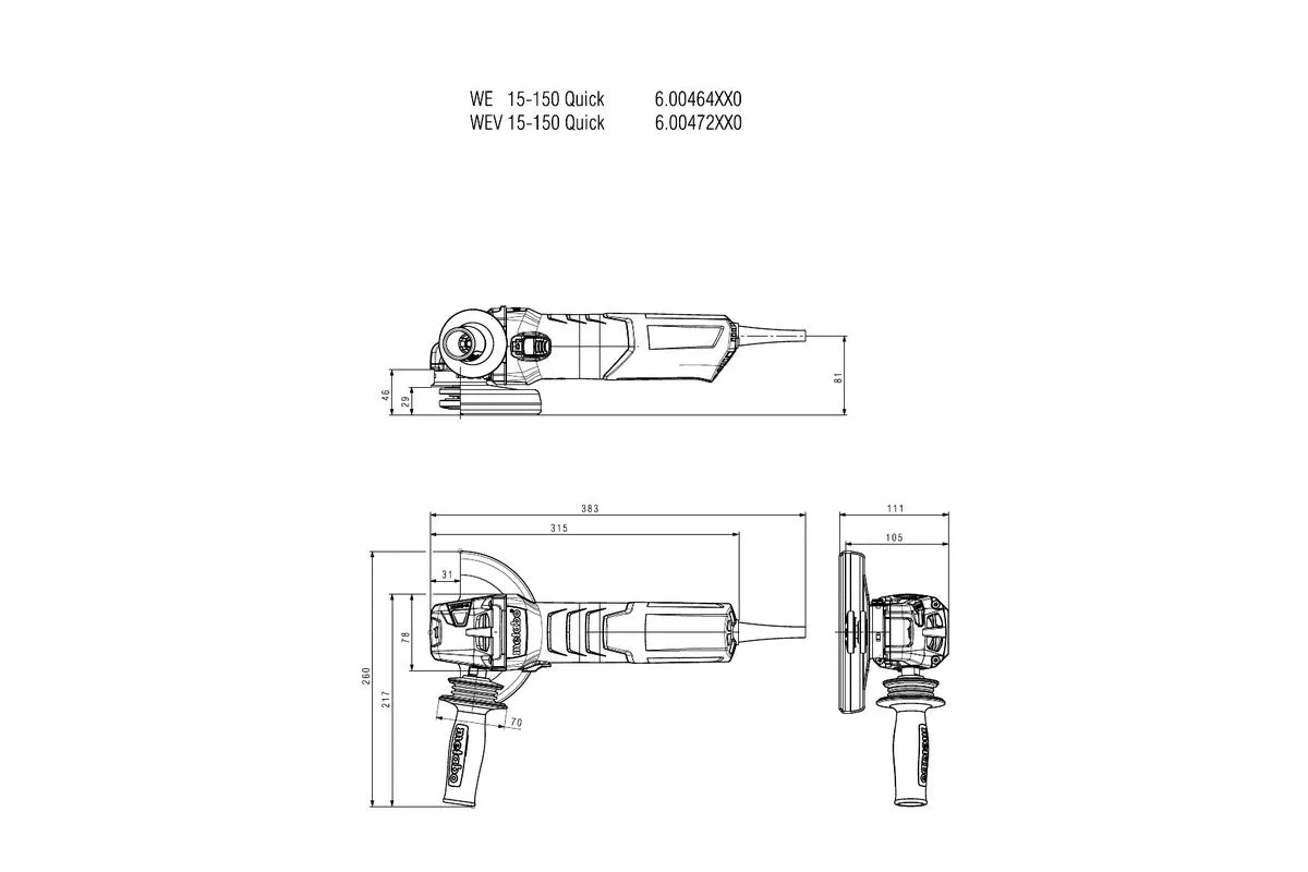 Metabo 6" 13.5 Amp Angle Grinder