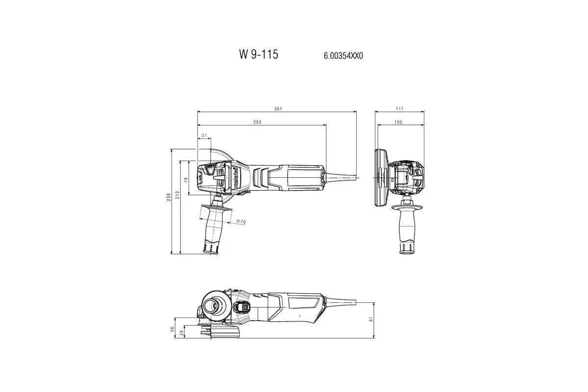 Metabo W 9-115 (600354010) Angle Grinder