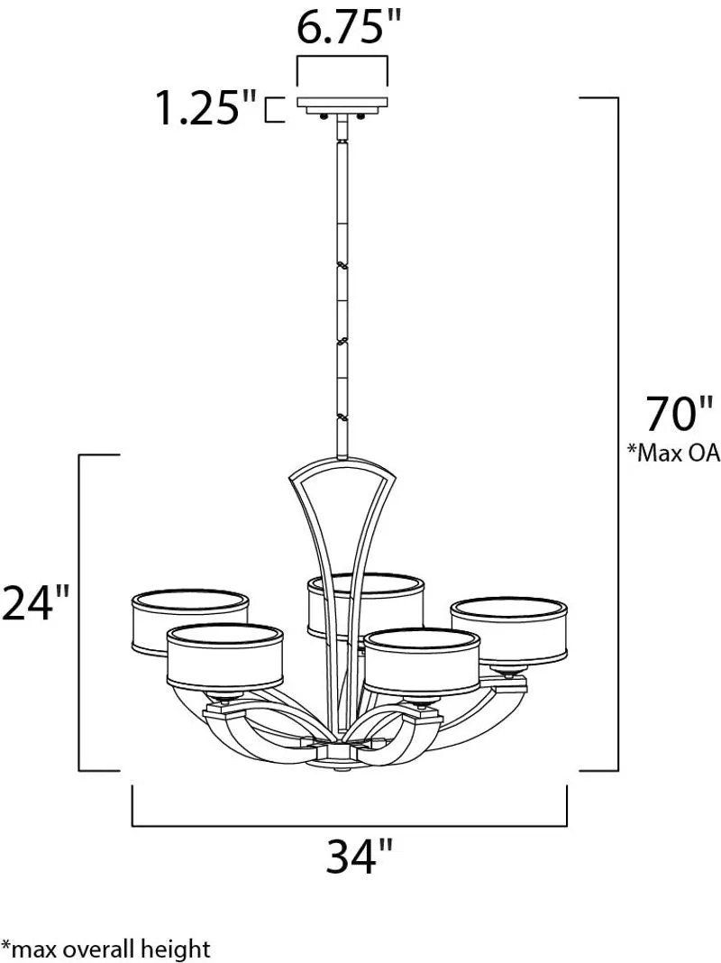 Metro 34" 5 Light Single-Tier Chandelier in Polished Chrome