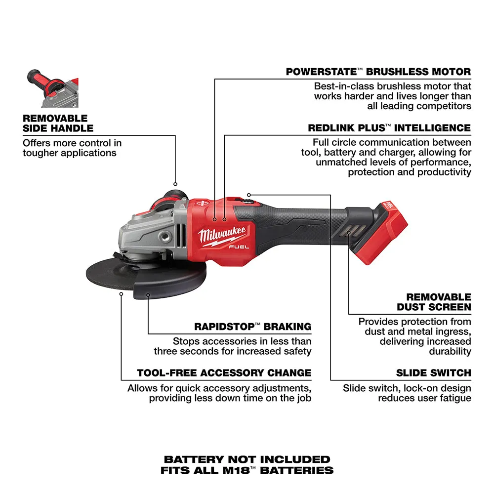 Milwaukee 2981-20 M18 FUEL 18V  4-1/2 - 6 Inch Slide Switch Grinder, Bare Tool