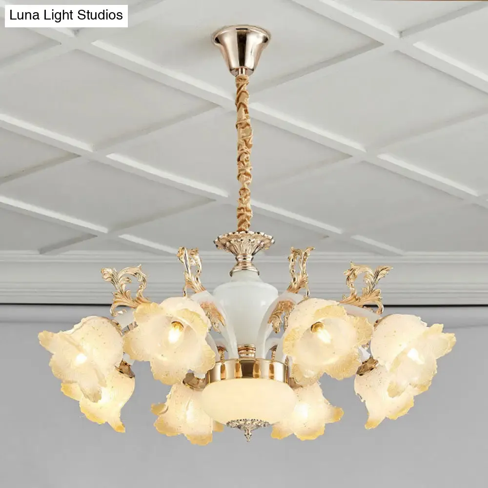 Minimal Frosted Glass Flower Ceiling Lamp - White Dining Room Chandelier